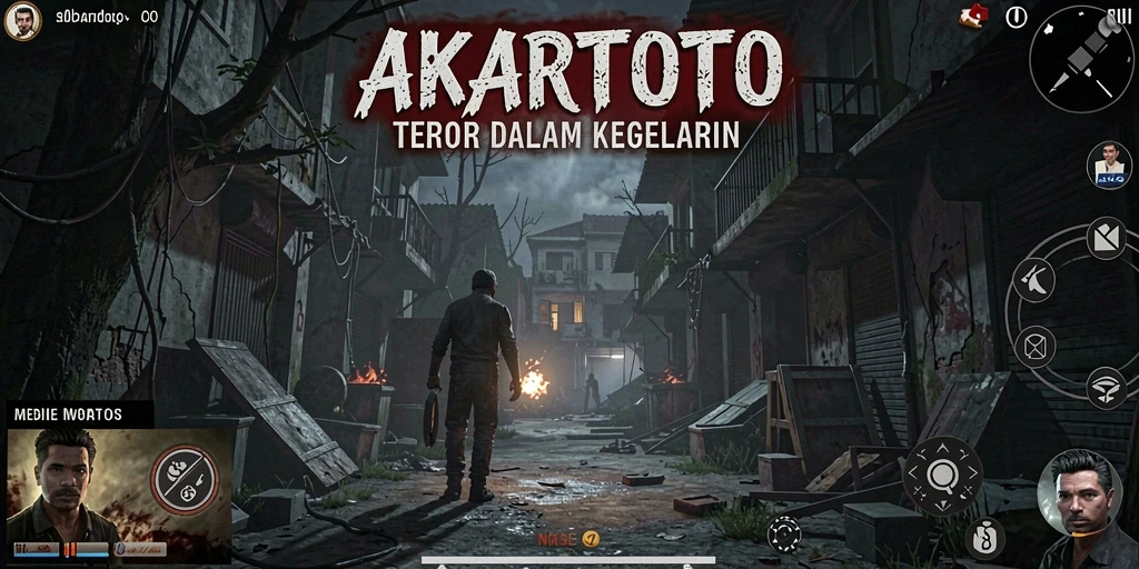 Tampilan gameplay menegangkan di AKARTOTO dengan nuansa horor yang kental.