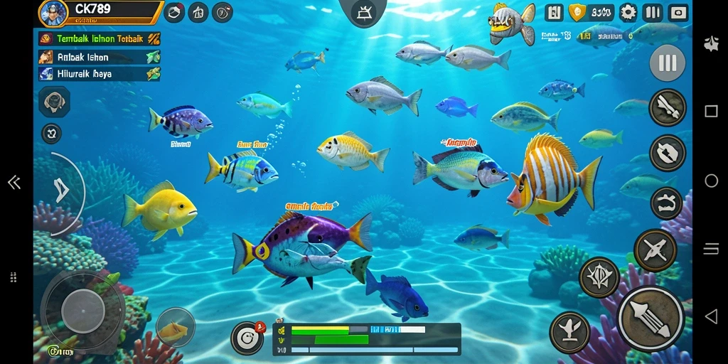 Tampilan gameplay CK789 dengan aksi tembak ikan yang seru.