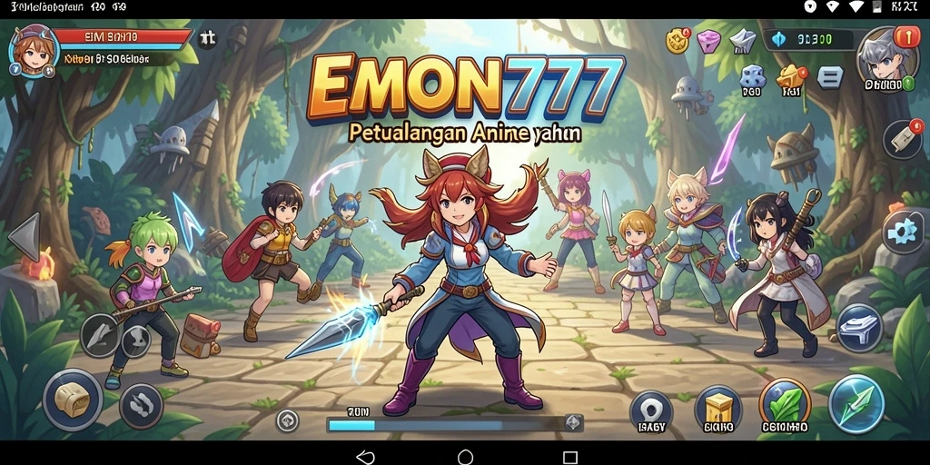 Tangkapan layar dari gameplay menarik EMON777 yang penuh warna.