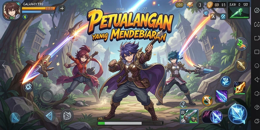 Tampilan gameplay mendebarkan dalam GALAXY77 dengan karakter anime.