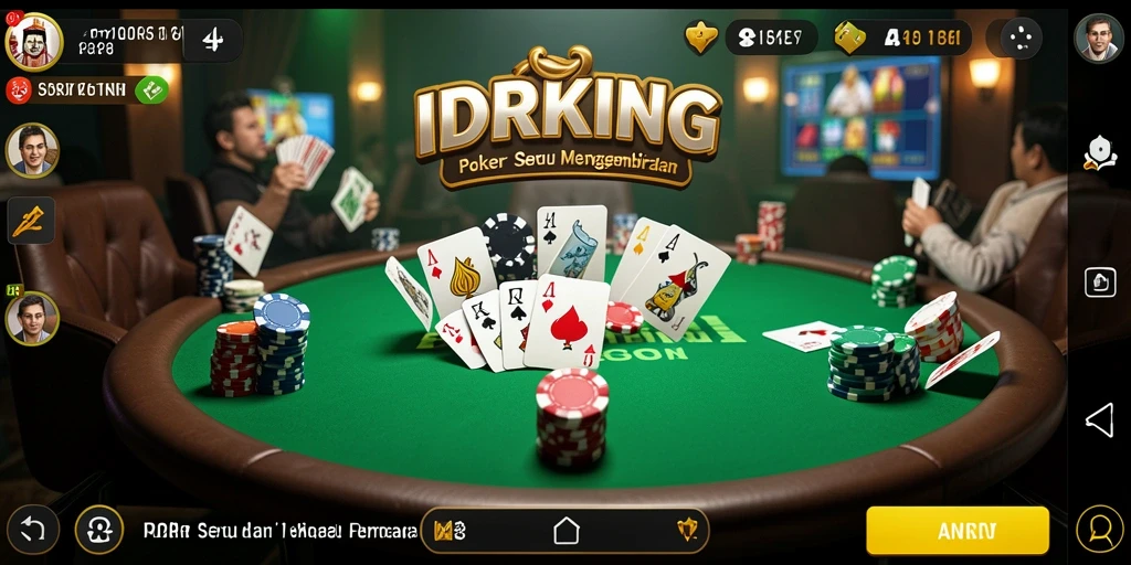 Screenshot menunjukkan gameplay mendebarkan dalam aplikasi poker IDRKING.