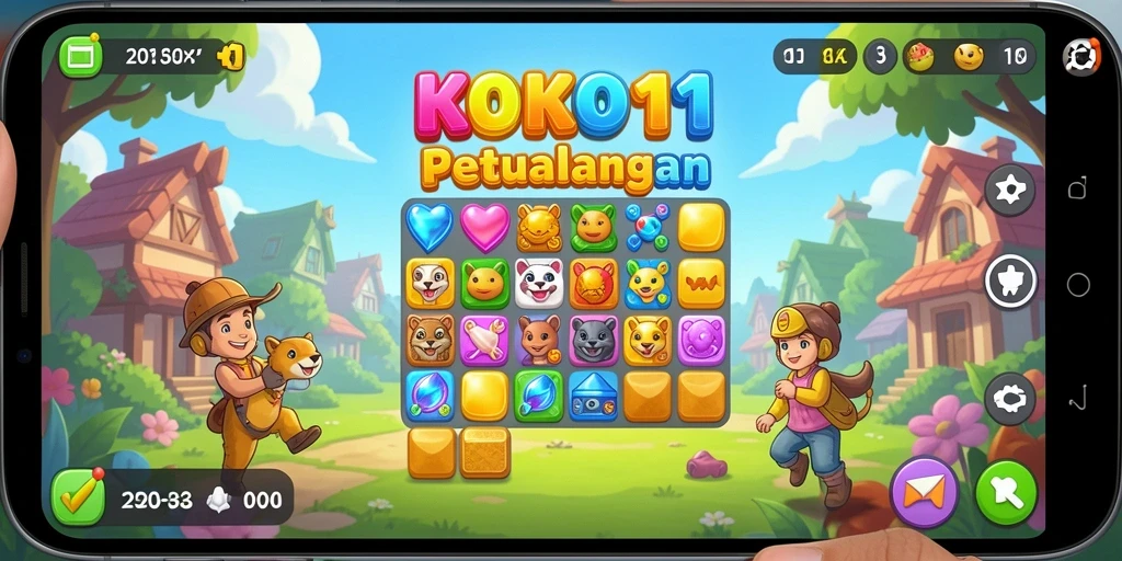Screenshot KOKO11 menampilkan gameplay seru Match-3 yang penuh warna.