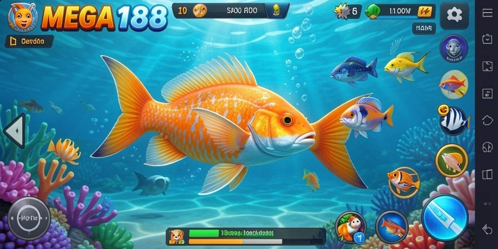 Tampilan menarik dari gameplay Tembak Ikan MEGA188 yang seru.
