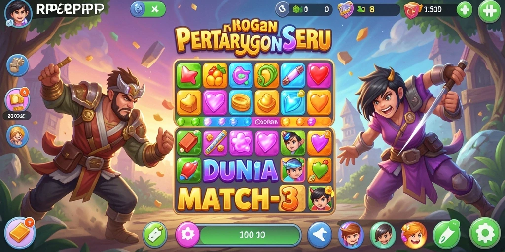 Screenshot gameplay RP62RP menampilkan aksi seru dalam mencocokkan item.