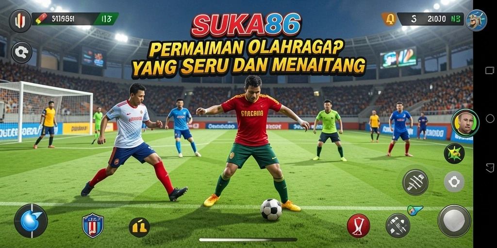 Screenshot gameplay SUKA86 menunjukkan aksi olahraga mendebarkan.