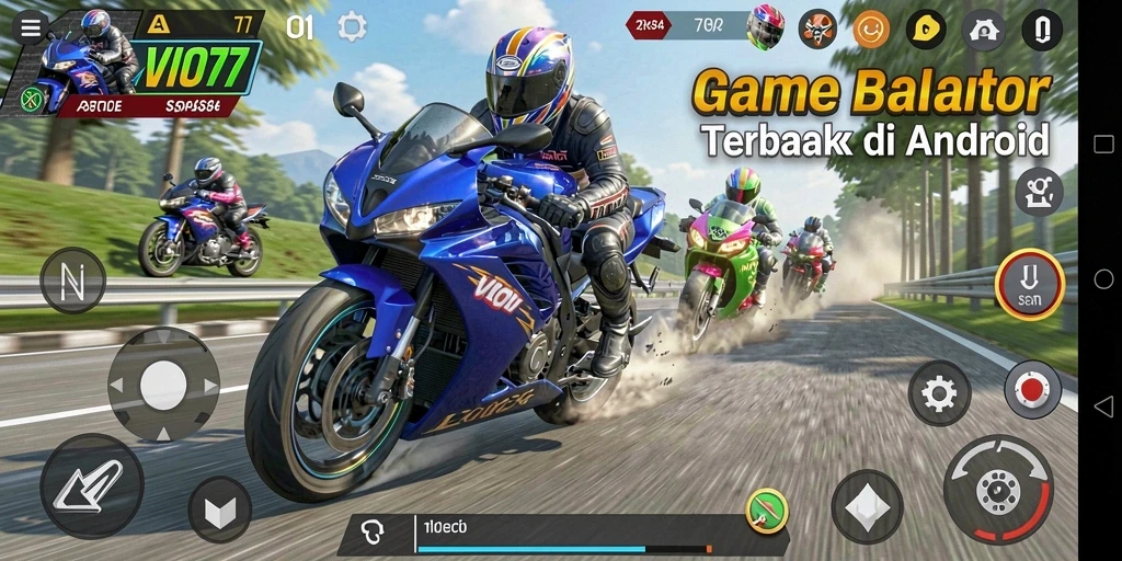 Gambaran gameplay seru dalam balapan motor VIO77.